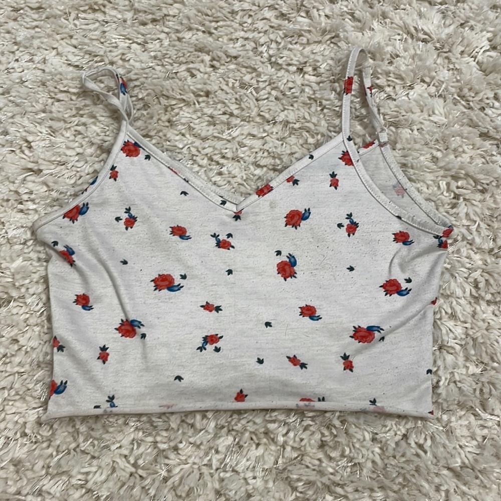 Woman Floral white crop top shirt